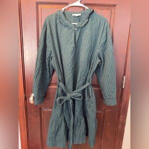 Green Striped Long Sleeve Dress